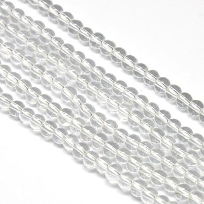 Perles en verre cristal rondes, 4mm, Trou: 1mm, Environ 105 pcs/chapelet, 15.7 pouce