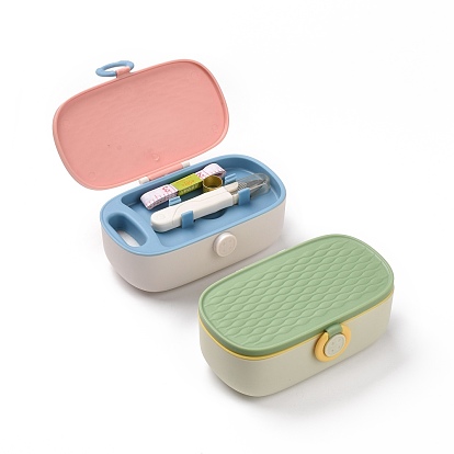 Sewing Tool Box, Including Plastic Box, Plastic Tray, Sponge, Polyester Thread, Plastic Button, Thimble Ring, Safety Pin, Tape Measure, Scissor, Sewing Needles, Threader Devices