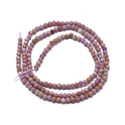 Mica púrpura natural perlas hebras, facetados, rondo
