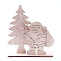 Decoraciones de exhibición de hogar de madera de platane sin teñir, árbol de navidad con santa claus