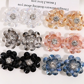 Glass Ornament Accessories, with Rhinestone, Flower