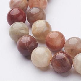 Sunstone naturelle perles brins, ronde