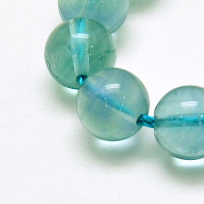 Naturelles fluorite bleue brins de perles, Grade a, ronde