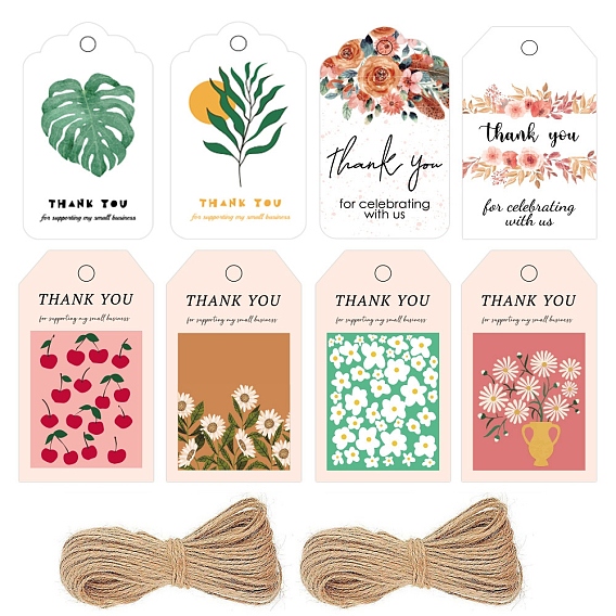 Etiquetas de regalo colgantes de papel con tema de acción de gracias, con la cuerda de cáñamo