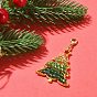 Decoración colgante grande de aleación con tema navideño, con perlas de vidrio, árbol de Navidad