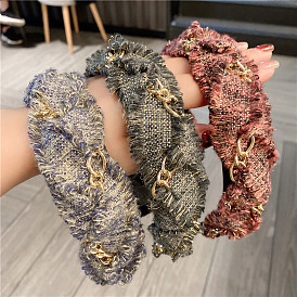 Polyester Hair Bands, Alloy Chain Style Hair Accessories for Girls Women