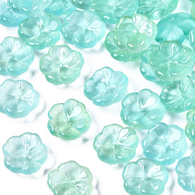 Perles de verre peintes par pulvérisation transparent, moitié givré, fleur