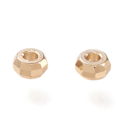 Brass Spacer Beads, Long-Lasting Plated, Faceted Rondelle