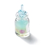 Luminous Transparent Resin Pendants, Drink Bottle Charms with Face, Glow in Dark
