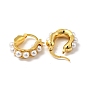 Boucles d'oreilles créoles épaisses en perles d'imitation abs, bijoux en laiton de placage de rack pour les femmes