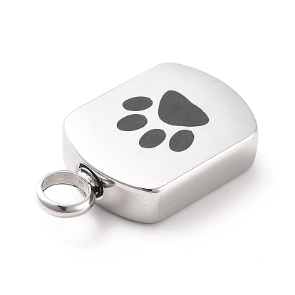 304 Stainless Steel Urn Pendants, Oval with Paw Print Pattern