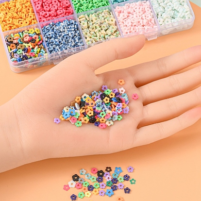 97.5 g 15 couleurs ensemble de perles en argile polymère faites à la main, fleur