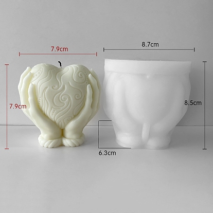 Heart with Hand Silicone Candle Holder Molds, Resin Casting Molds, for UV Resin, Epoxy Resin Craft Making
