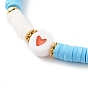 Ensembles de bracelets extensibles de perles heishi en argile polymère pour la saint valentin, avec des perles d'émail acrylique, mot d'amour, réel 18 k plaqué or