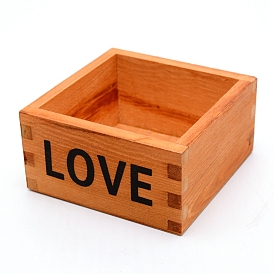 Boîte en pin, pas de couverture, carré avec le mot amour