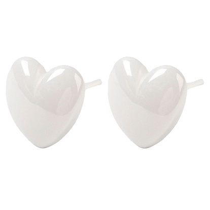 Pendientes de botón de corazón de cerámica con circonita biocerámica hipoalergénica, sin decoloración y sin níquel