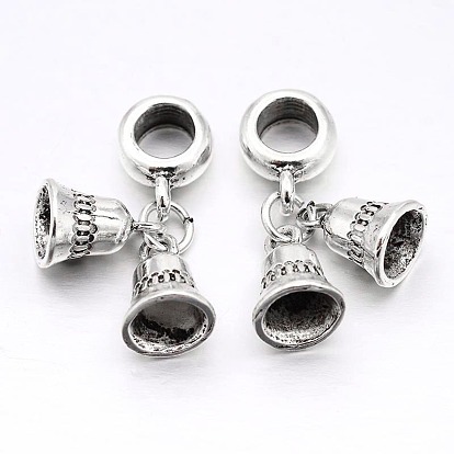 Bell Large Hole Alloy European Dangle Charms, 24mm, Hole: 5mm