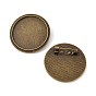Supports broches pour cabochon plat rond de style tibétain, avec des broches de la barre de dos de fer, sans cadmium et sans plomb, plateau: 30 mm, 35x7 mm