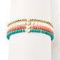 4pcs 4 bracelets extensibles en perles de verre et en laiton de style pcs avec coeur, bracelets empilables pour fille femmes, or