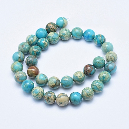 Perles de jaspe naturel aqua terra, teint, ronde