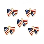 American Flag Style Alloy Enamel Pendants, Cadmium Free & Nickel Free & Lead Free, Golden, Bowknot Charms