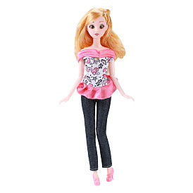 Off Shoulder Top & Jeans Cloth Doll Outfits, Casual Wear Clothes Set, for 11 inch Girl Doll Party Dressing Accessories