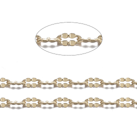 Brass Dapped Chains, Cable Chains, with Spool, Soldered, Flat Oval