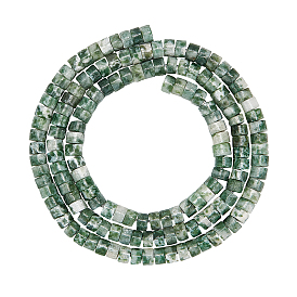 Natural Green Spot Jasper Beads Strands, Heishi Beads, Flat Round/Disc