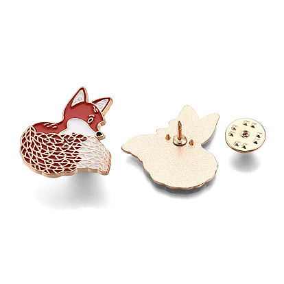 Pin de esmalte en forma de zorro, insignia de animal de aleación chapada en oro claro para ropa de mochila, libre y sin plomo níquel