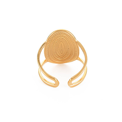 304 anillo de acero inoxidable ovalado ancho abierto para mujer
