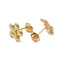 Rack Plating Brass Flower Stud Earrings for Women, Cadmium Free & Lead Free