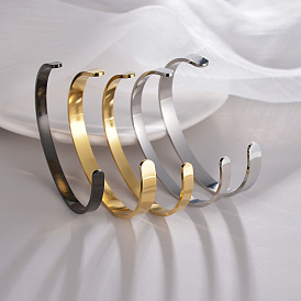6/8mm Titanium Steel Open Bracelet C-shaped Bracelet Vacuum Plating Non-fading