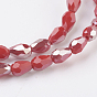 Electroplate Imitation Jade Glass Beads Strands, Half Plated, Faceted, Drop