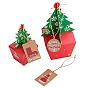 100Шт круглые точки/прямоугольник рождественские подарочные бирки из крафт-бумаги, с джутовыми канатами, деревесиные