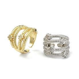 Кольцо-манжета со звездой из прозрачного кубического циркония, кольцо из латуни с широкой полосой и открытым пальцем для женщин
