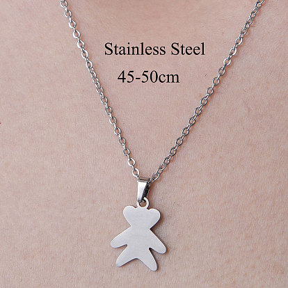 201 Stainless Steel Bear Pendant Necklace