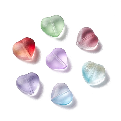 Electroplate Frosted Glass Bead, Heart