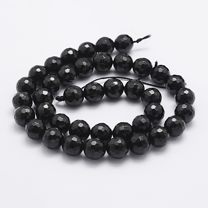 Naturelles tourmaline noire brins de perles, classe ab, ronde à facettes
