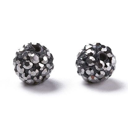 Perles de boule pave disco , Perles de strass d'argile polymère , ronde, pp 13 (1.9~2 mm), 5 rangées de strass, 8 mm, Trou: 1mm