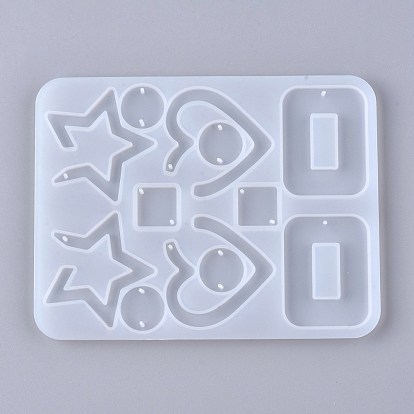 Mixed Shape Pendant & Links Silicone Molds, Resin Casting Molds, For DIY UV Resin, Epoxy Resin Earring Jewelry Making