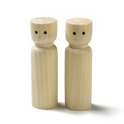 Unfinished Wooden Peg Dolls Display Decorations, for Painting Craft Art Projects
