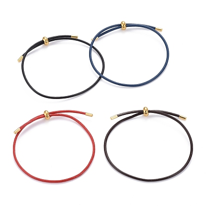 Adjustable PU Leather Cord Slider Bracelets, with 304 Stainless Steel Slider Beads and Cord End