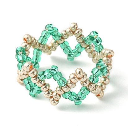 Glass Seed Braided Beaded Wave Finger Ring