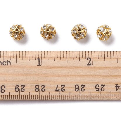 Perles en laiton de strass, gris anthracite, 8mm, Trou: 1mm