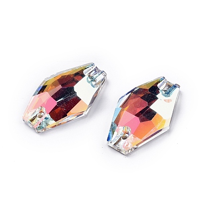 Forma de jarrón coser en diamantes de imitación, k 5 strass de cristal, enlace de agujero 2, espalda plana plateada, decoración artesanal de costura