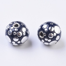 Perles Indonésiennes manuelles, avec les accessoires en métal, ronde