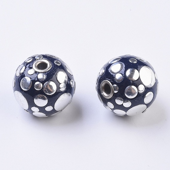 Handmade Indonesia Beads, with Metal Findings, Round