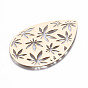Brass Pendants, Etched Metal Embellishments, Long-Lasting Plated, Hollow Out Teardrop with Pot Leaf