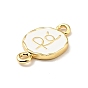 Brass with Enamel Connector Charms, Flat Round with Word, Cadmium Free & Lead Free, Long-Lasting Plated
