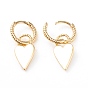 Brass Dangle Huggie Hoop Earrings, Long-Lasting Plated, Heart